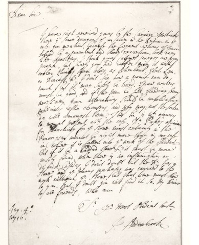 Letter written by Dr John Addenbrooke