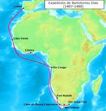 Bartolomeu Dias Afrikaren hegomuturreko Esperantza Oneko lurmuturrera iritzi.