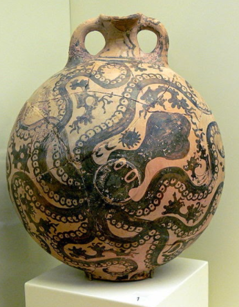 Vaso globular cerámico del Minoico Tardío (1500 a.C.) Museo de Heraclio.