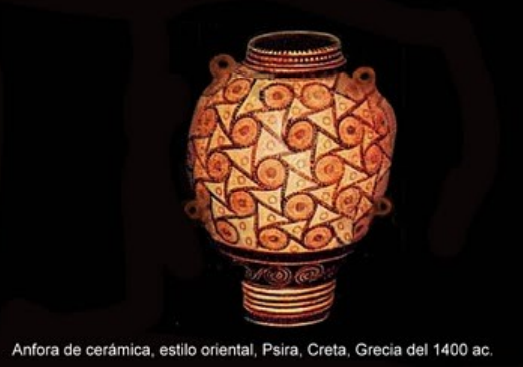 Ánfora de estilo oriental, 1400 a.C. Psira (Creta). Minoico Reciente.