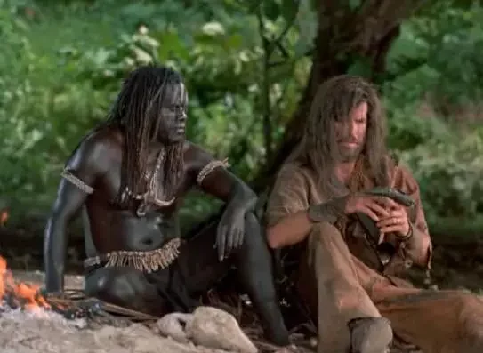 Friday and Crusoe meeting