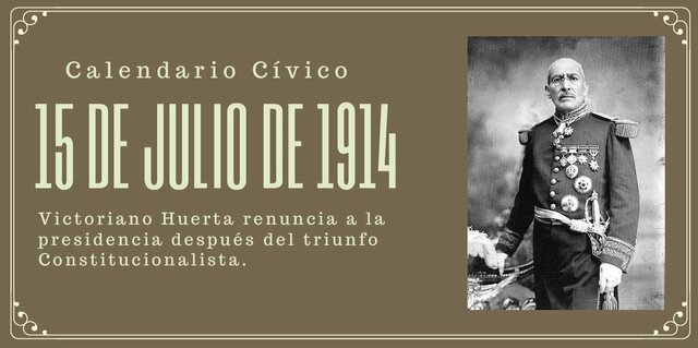 Huerta renuncia a la presidencia