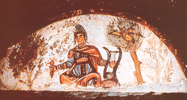 Pinturas en catacumbas. Orfeo