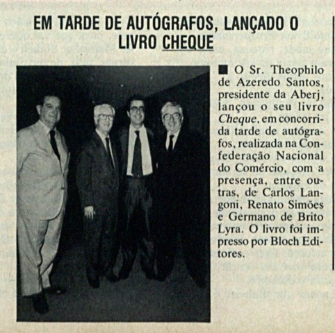 Lançamento do livro “O Cheque” de Theóphilo de Azeredo Santos