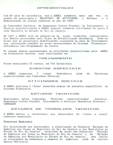 Relatório anual aberj 1990