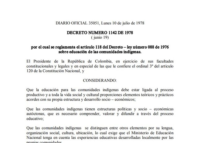 Decreto 1142 de Junio 19 de 1978