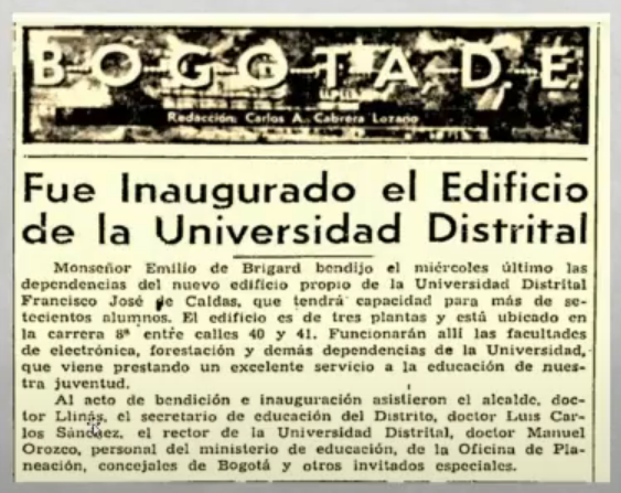 Universidad Distrital y la Comisaria de la Armada Nacional