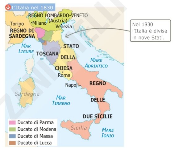 Italia divisa in 9 Stati.