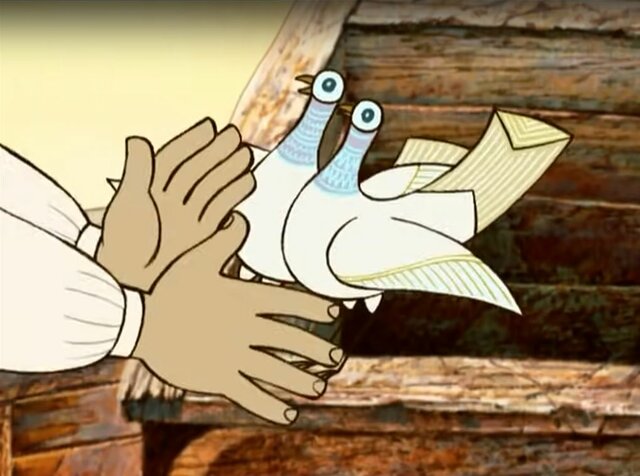 Ment, ment tovább. Hát megint talál egy kutat vályúval, a vályún két fehér galambot. — No, már nem tesztek bolonddá!