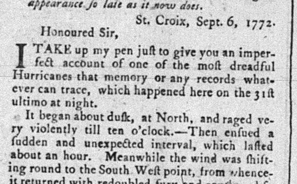 He wrote a letter about hurricane hit St. Croix