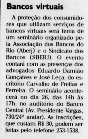 Palestra da Aberj sobre o uso de bancos virtuais (26 de abril) parceria com o Bacen