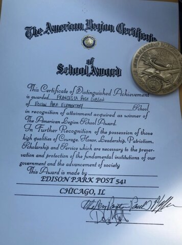 being awarded my American Legion Certificate