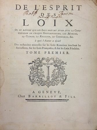 Publicació de "l'Esperit de les lleis". Montesquieu.