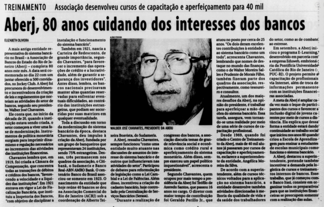 TREINAMENTO Associação desenvolveu cursos de capacitação e aperfeiçoamento para 40 mil - Aberj, 80 anos cuidando dos interesses dos bancos