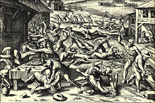 Powhatan Confederacy attacks Jamestown settlers