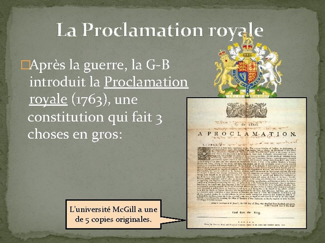 La Proclamation Royale