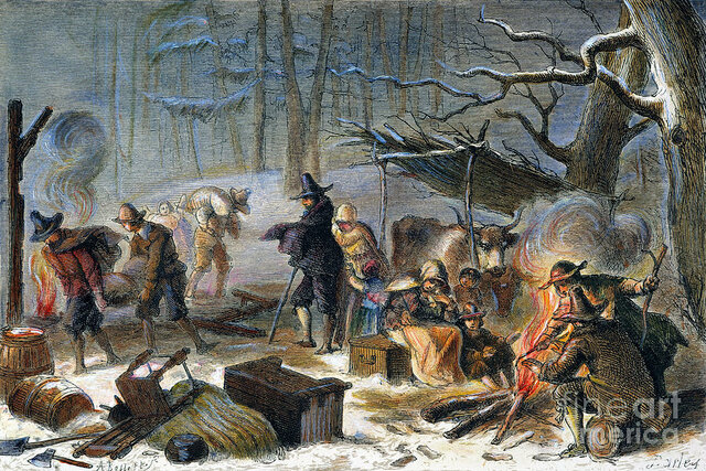 The tragic first winter in for the Pilgrims at the Plymouth settlement