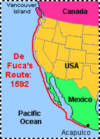 Juan De Fuca Becomes the first European to Dicover The Western part of North America