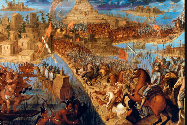 The Spanish travel to the Americas to take over the Aztecs\
