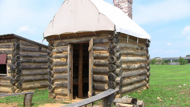 He builds a new cabin to keep him and someone else warm.