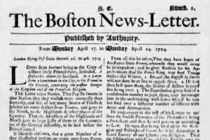 The Boston News-Letter becomes the first regular newspaper to be published