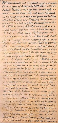 Parliament’s 1689 passage of a Bill of Rights