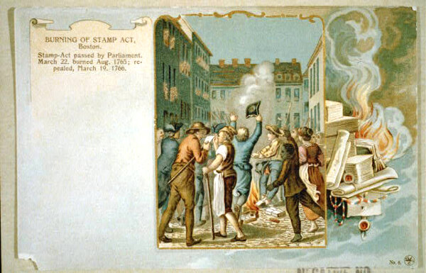 1765, the Stamp Act is meant with disagreement