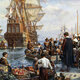 Pilgrim fathers painting mayflower bernard gribble