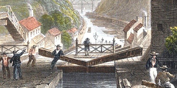 The construction of the Erie Canal begins