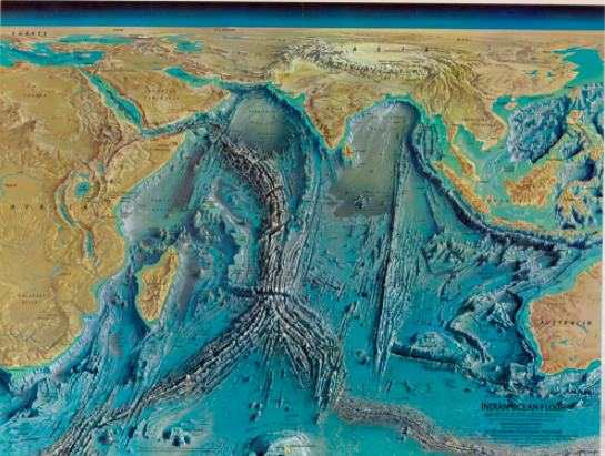 Indian Ocean map, published by National Geographic