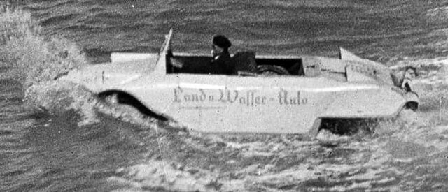 First amphibious automobile
