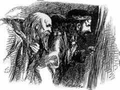 Polonius and Claudius spy on Ophelia and Hamlet