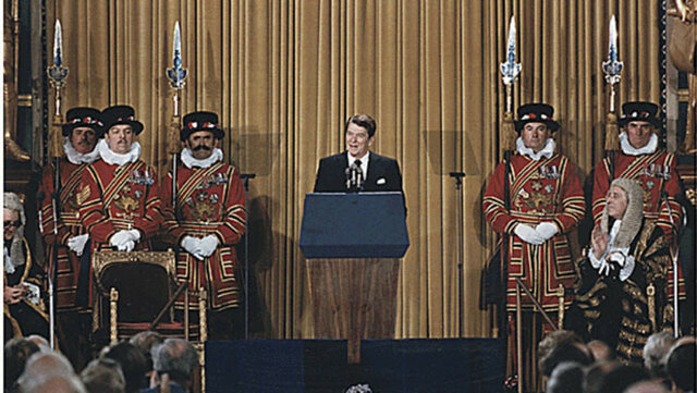 Reagan addresses Parliament in England