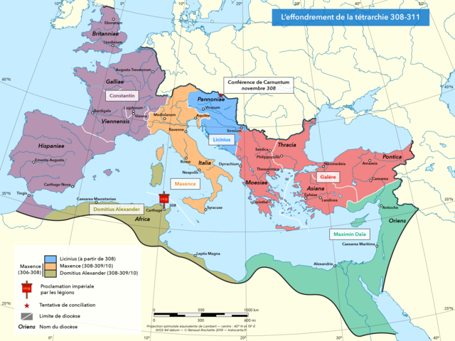 Hundimiento de la tetrarquía: el fracaso de Galerio en Carnutum