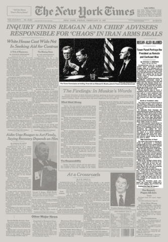 Tower Commission concludes report (1987)