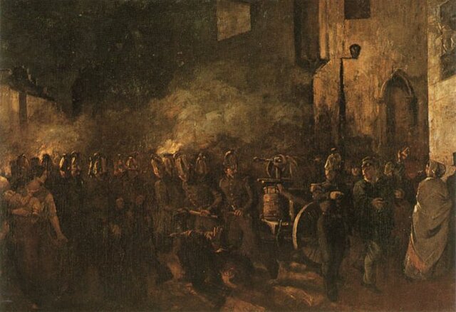 I pompieri accorrono sul luogo di un incendio (Courbet)