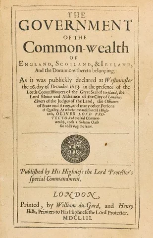 The Instrument of Government, 1653.