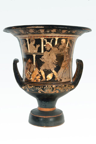 GRECIA. CERÁMICA. Crátera con escena sobre la locura de Heracles 350-320 a. C