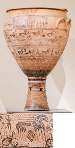 GRECIA. CERÁMICA. Crátera de Trachones (725 a.C.)