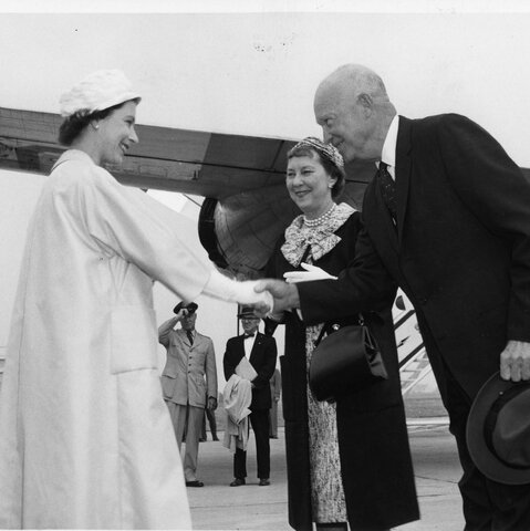 Queen Elizabeth, Prime Minister John Diefenbaker and U.S. President Dwight Eisenhower officially opened the St. Lawrence Seaway.