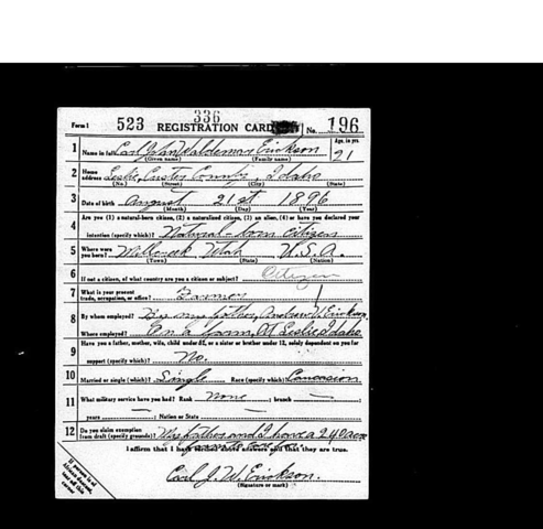 Carl Erickson Registers for Draft