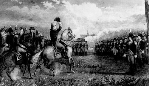 Washington arrives on outskirts of Boston with Continental troops