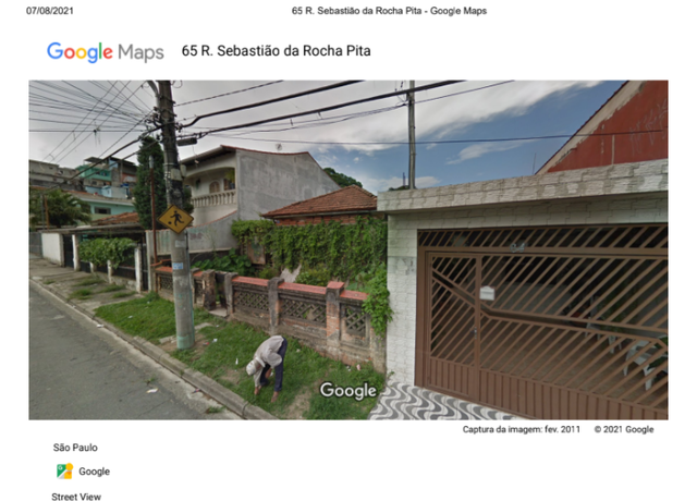 Terreno com construção, casa do Sr. João, conforme google maps