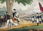 Washington arrives on outskirts of Boston with continental troops