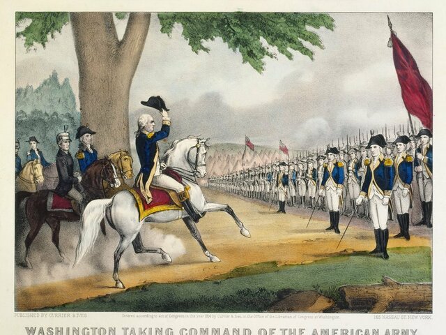 Washington arrives on outskirts of Boston with continental troops