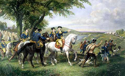 Washington arrives on outskirts of Boston with continental troops