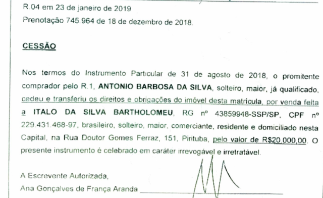 Registro Cessão