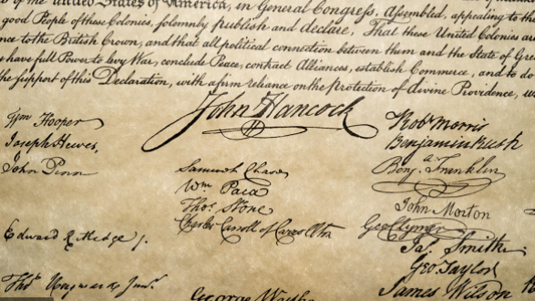 The Declaration of Independence is signed.
