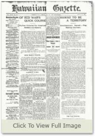 Hawaii Becomes US Territory