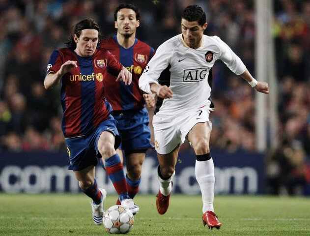 Messi and Ronaldo play each other for the first time in the 2008 Champions League semi-final